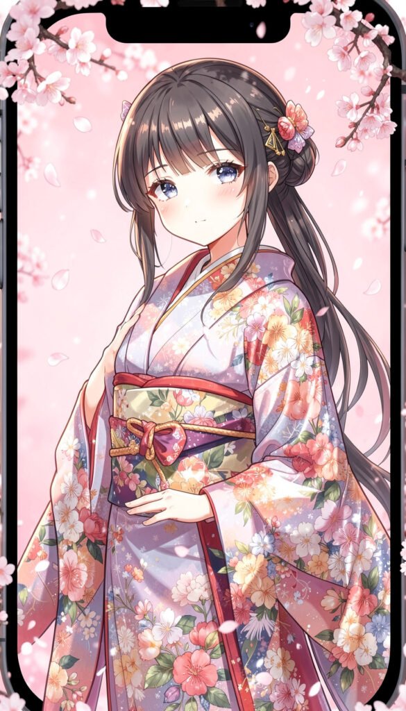 Chica elegante en kimono - Fotos de perfil anime para