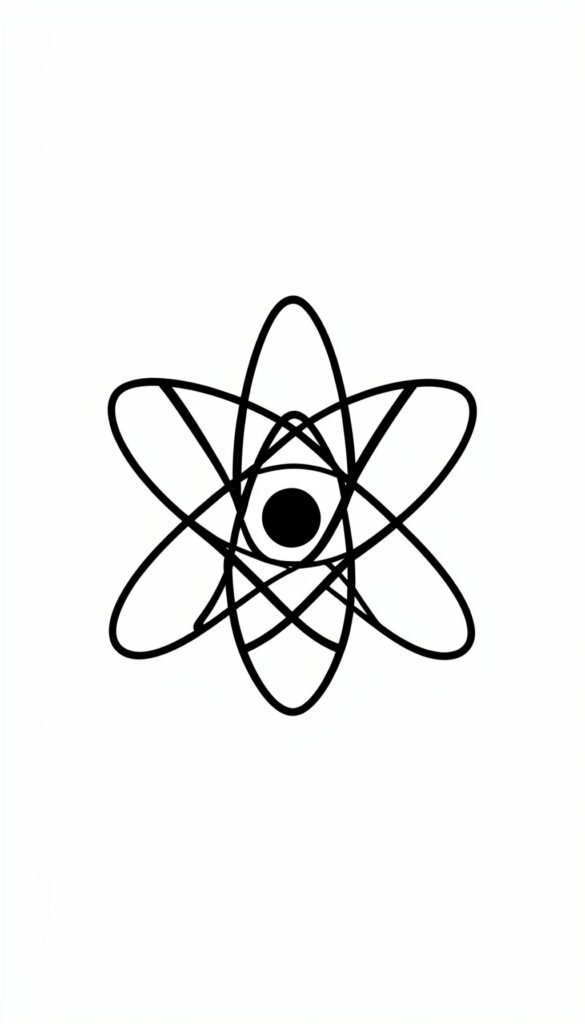 Átomos en Blanco y Negro - Portadas de química aesthetic minimalistas