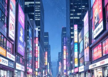 Paisaje urbano nocturno - Fondos anime aesthetic modernos y