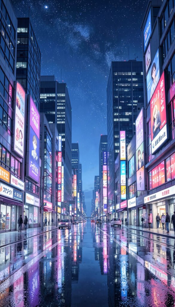 Paisaje urbano nocturno - Fondos anime aesthetic modernos y