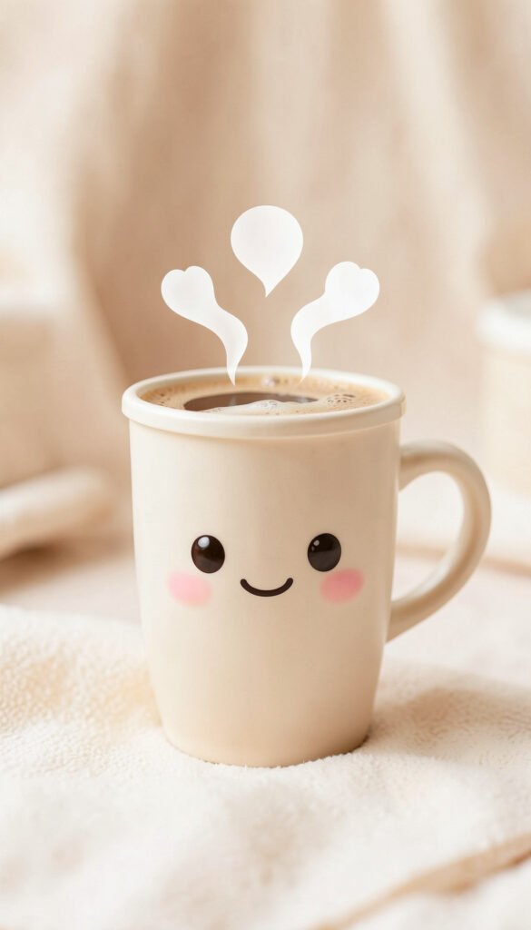 Café kawaii con carita feliz - fotos de perfil kawaii