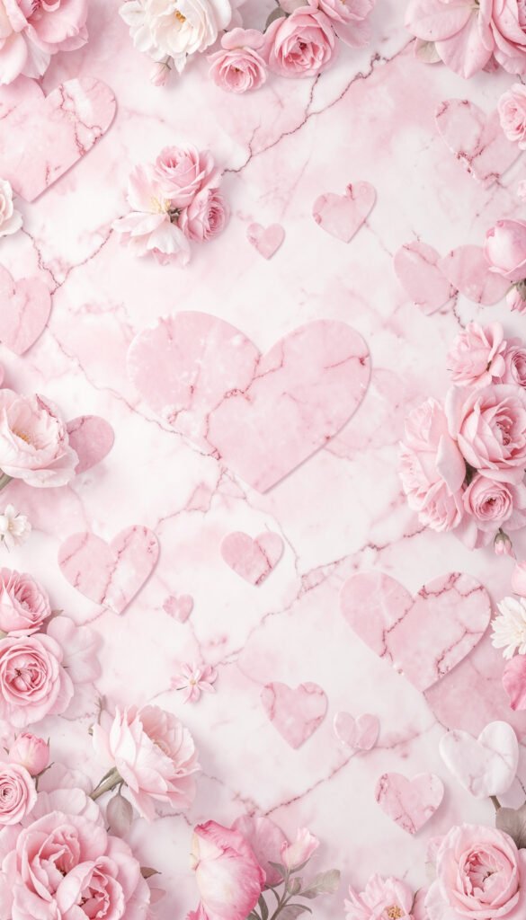 Corazones con efecto mármol - Corazones rosas aesthetic para perfil