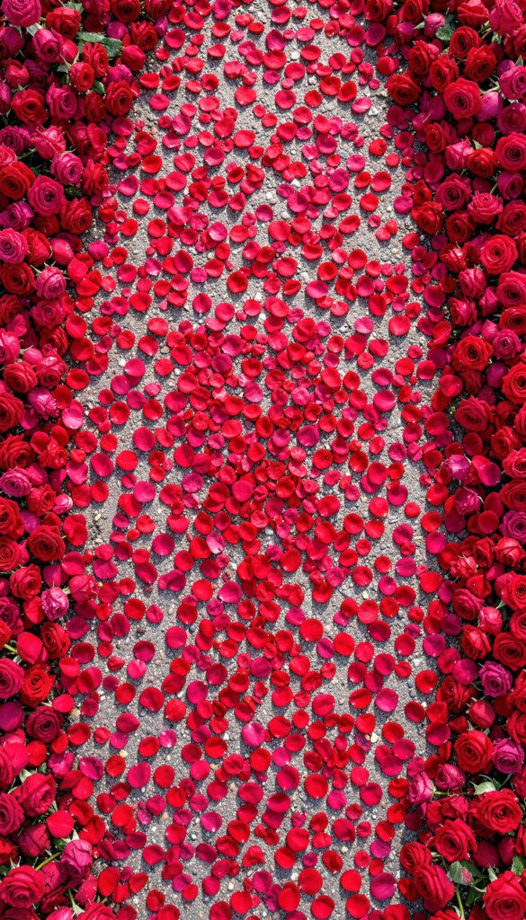 Camino de pétalos de rosa - Fotos de flores rosas rojas