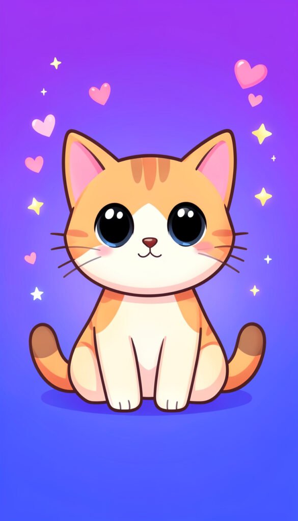 Gato adorable ilustrado - Fotos de perfil kawaii aesthetic