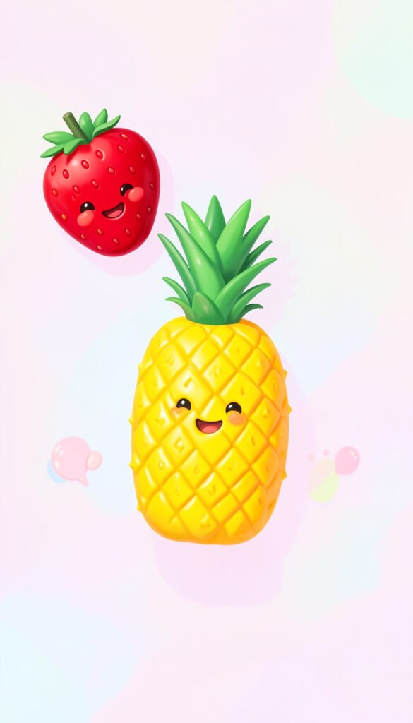 Frutas kawaii sonrientes - fotos de perfil kawaii