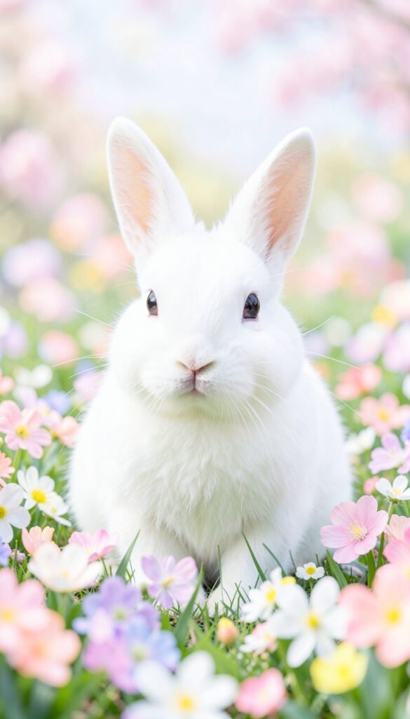 Conejito adorable en flores - fotos de perfil cute
