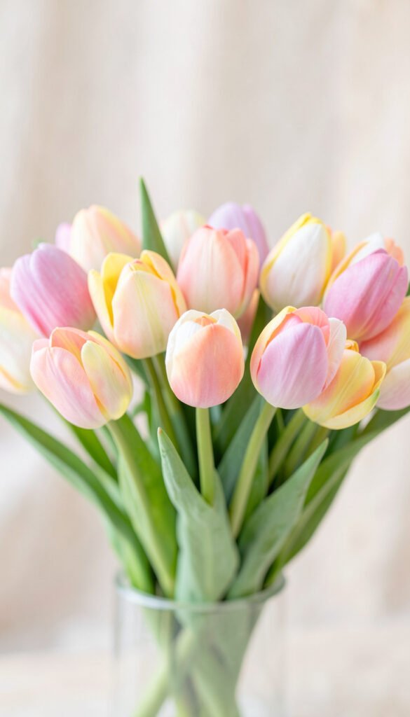 Tulipanes en tonos pastel - Fondos de flores para móvil
