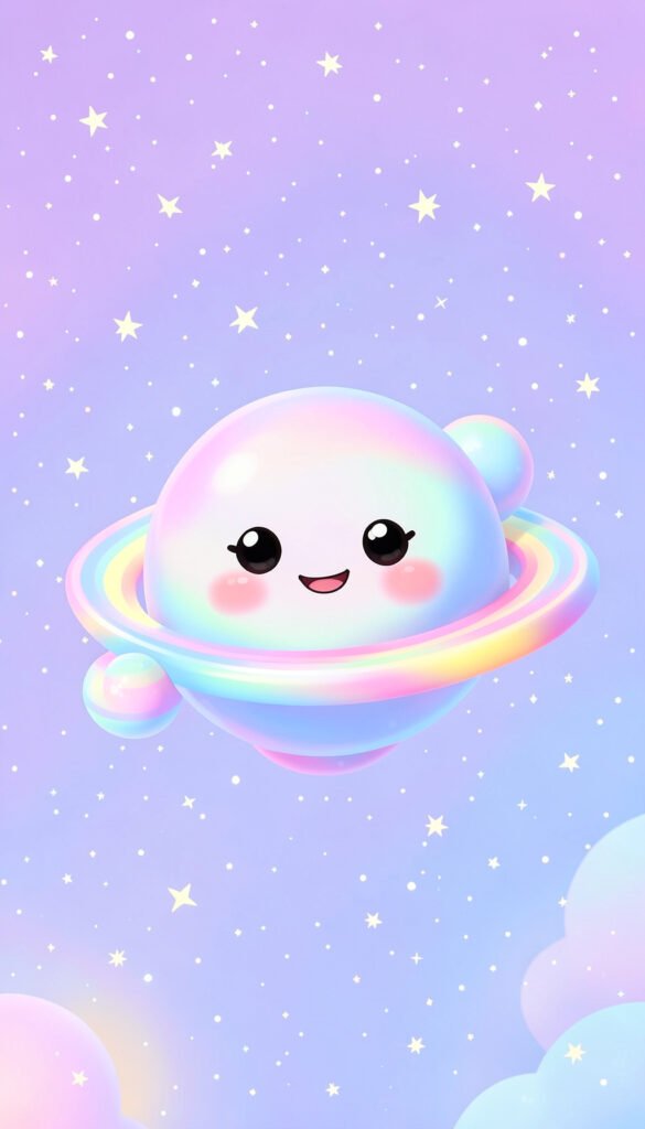 Planeta con Carita Feliz - Imágenes kawaii aesthetic bonitas para