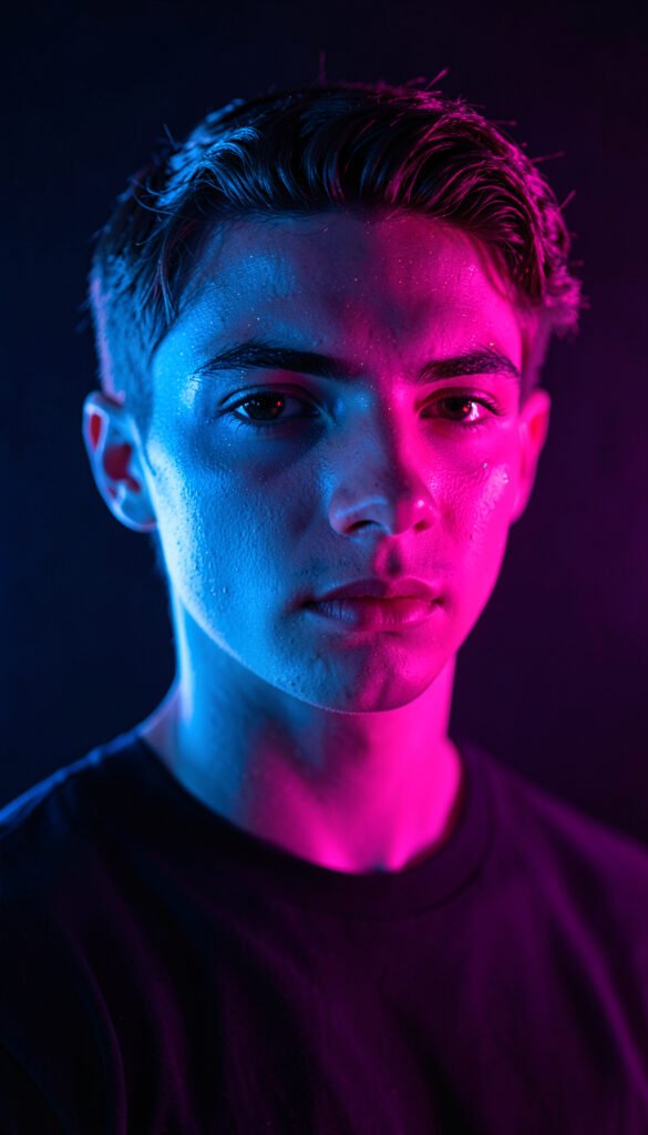 Retrato artístico con luz de neón - Fotos de perfil bonitas para