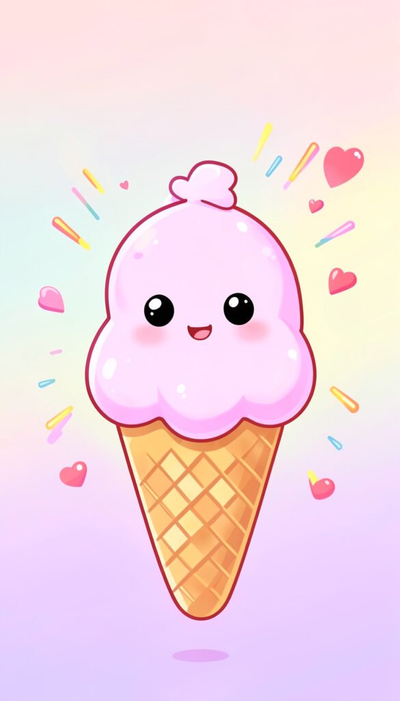 Helado sonriente colorido - Fotos de perfil kawaii aesthetic