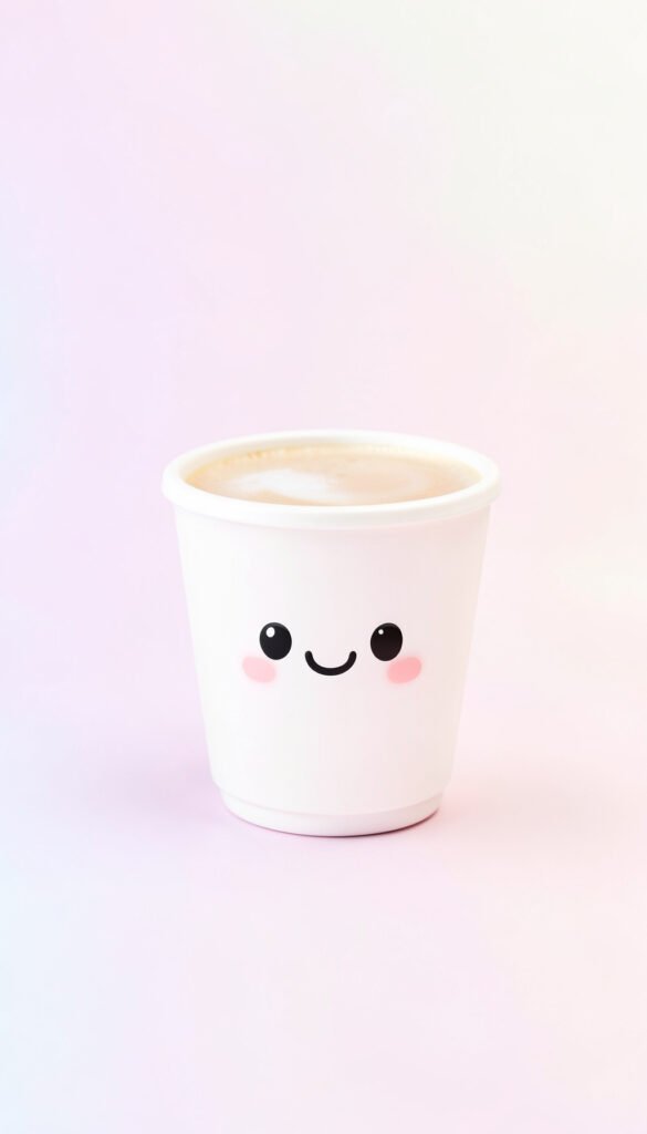 Café kawaii con carita feliz - fotos de perfil kawaii