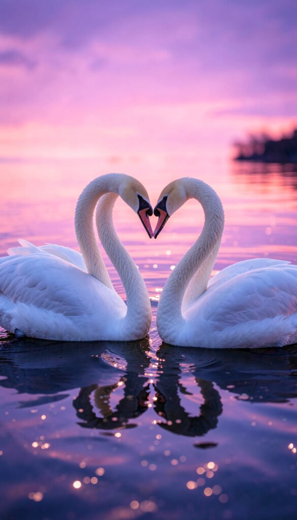 Par de cisnes - Fondos románticos para WhatsApp para