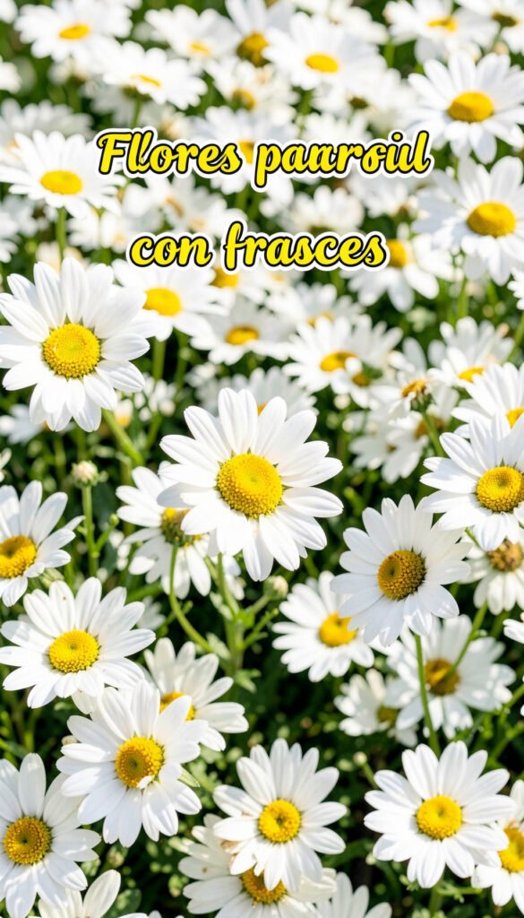 Margaritas y mensaje alegre - Flores para perfil con frases