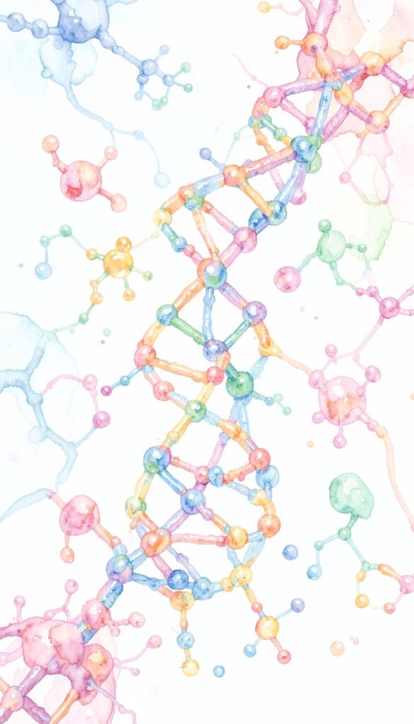 Moléculas en acuarela - Portadas de biología creativas y