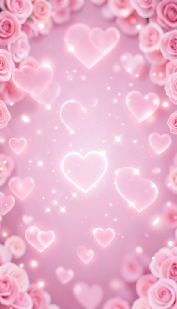 Brillo romántico en rosa - Corazones rosas aesthetic para perfil