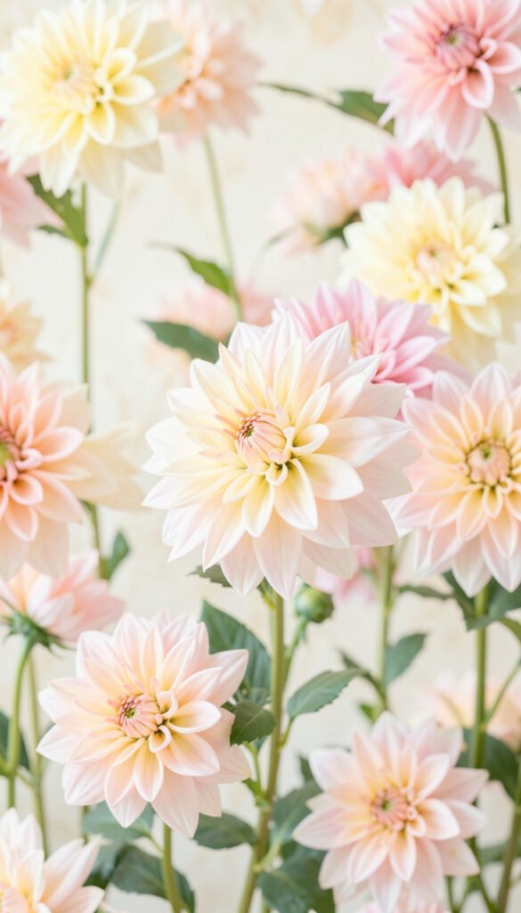 Dalias en tonos pastel - fotos de flores naturales