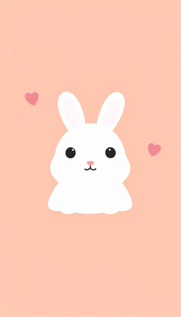 Conejito Blanco y Corazón - fotos de perfil kawaii minimalistas