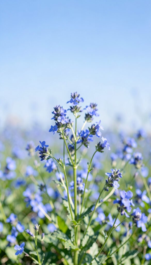 Flores azules bajo cielo despejado - Fotos de flores silvestres naturales
