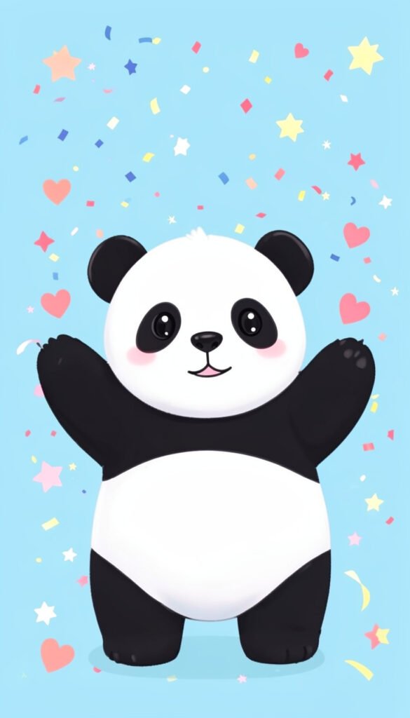 Panda Festejando - Imágenes kawaii aesthetic tiernas para