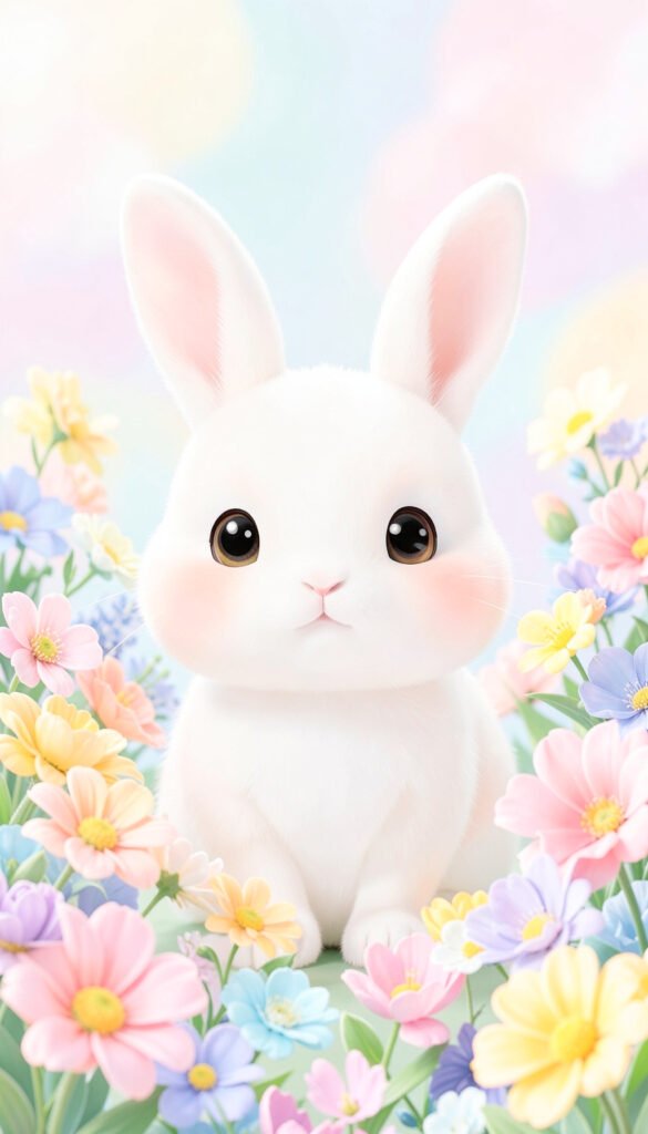 Conejito entre flores - Fotos de perfil kawaii de