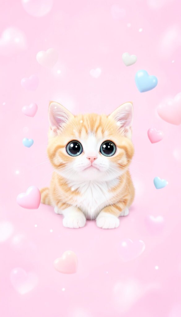 Gatito con fondo de corazones - Fotos de perfil kawaii de