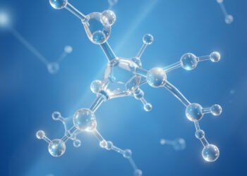 Moleculas en Fondo Azul - Carátulas de ciencias para colegio