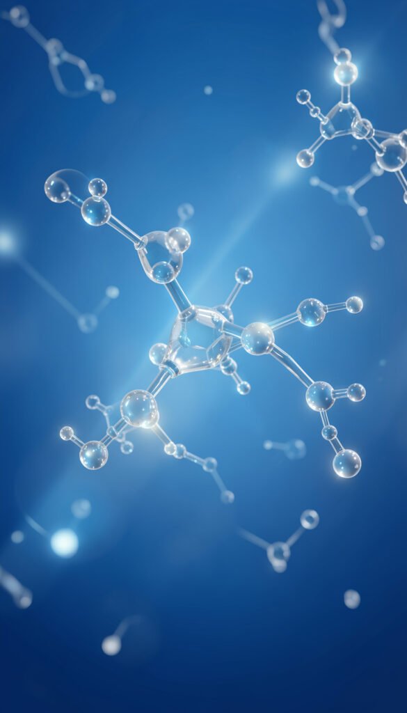 Moleculas en Fondo Azul - Carátulas de ciencias para colegio