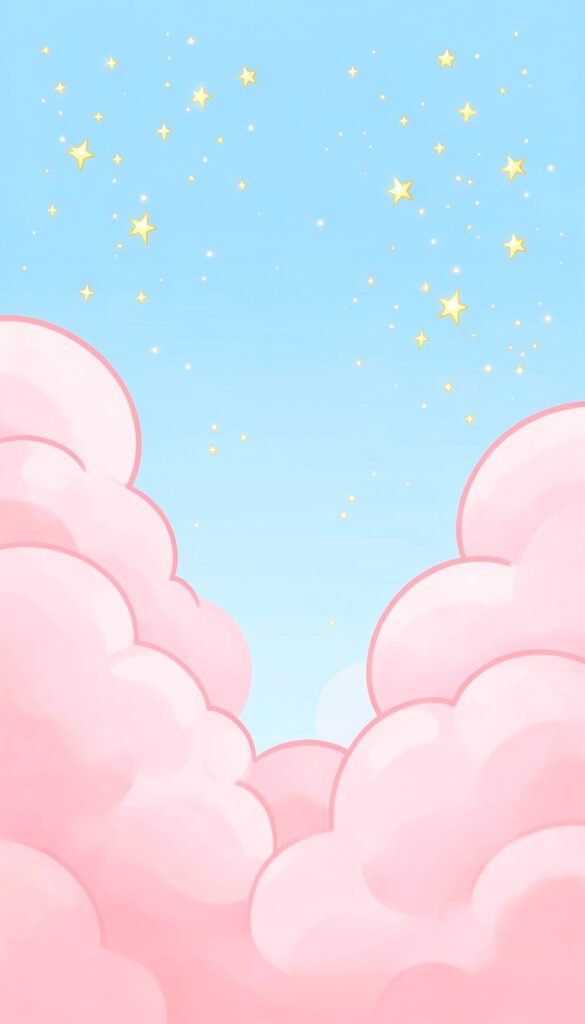 Nubes Rosadas y Estrellas - Imágenes kawaii aesthetic bonitas para