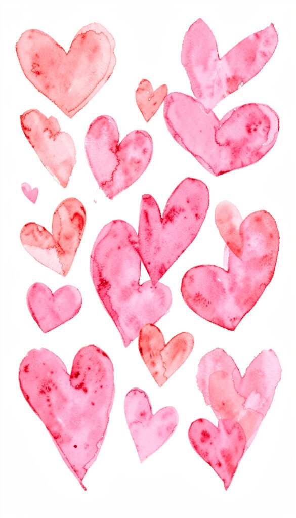 Corazones en acuarela - Fondos de pantalla para WhatsApp
