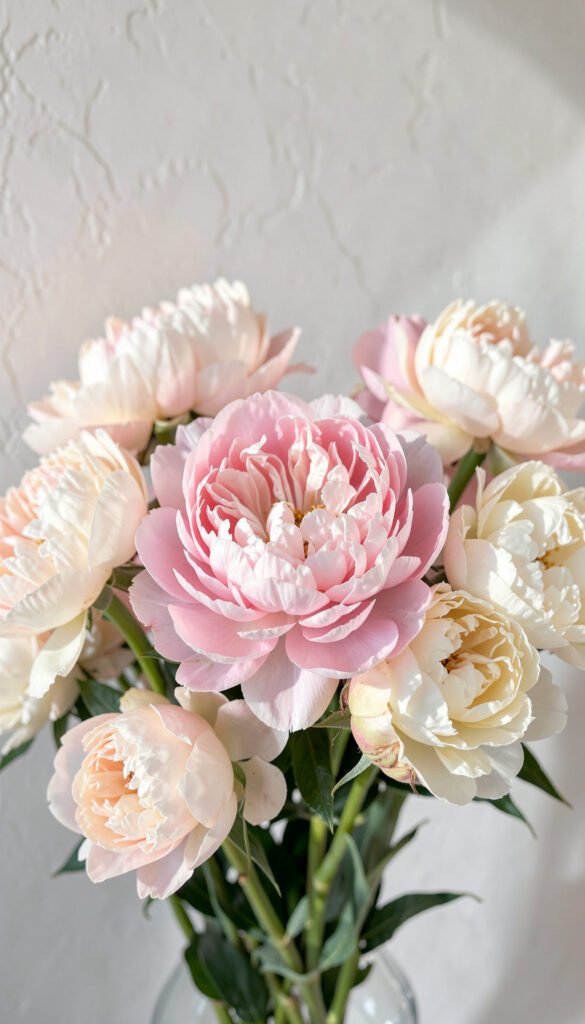 Peonías Rosa y Crema - Fotos de flores naturales color