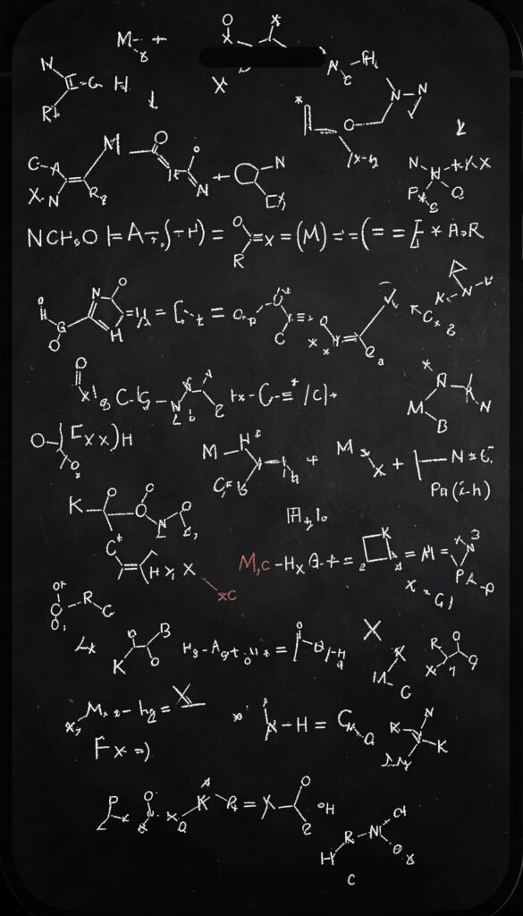 Fórmulas en tiza - Portadas de química con elementos