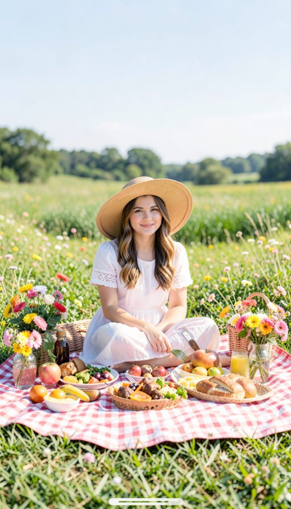 Chica kawaii en picnic primaveral - Fotos kawaii chicas lindas y