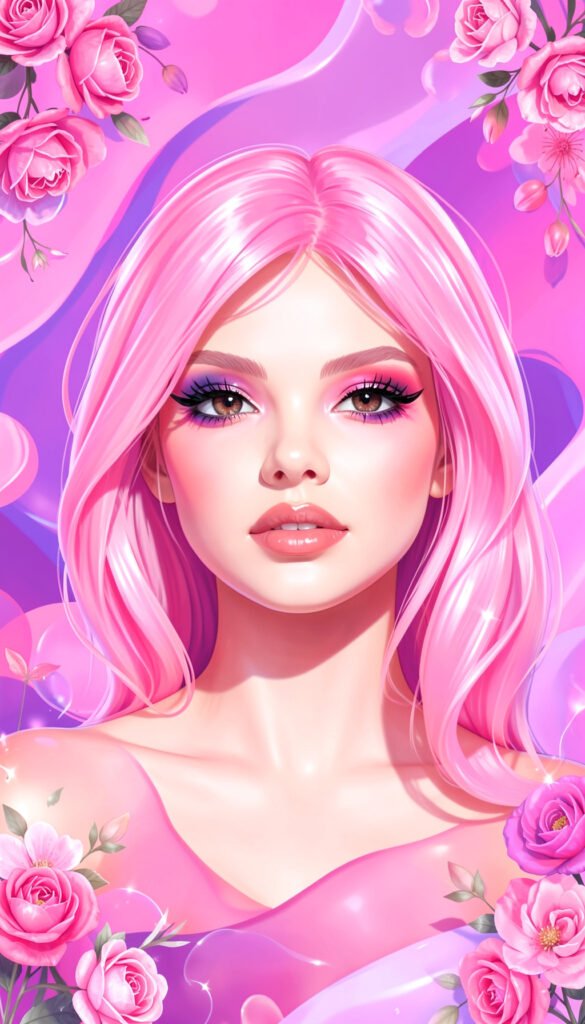 Arte Digital Pop - imágenes chicas aesthetic rosa