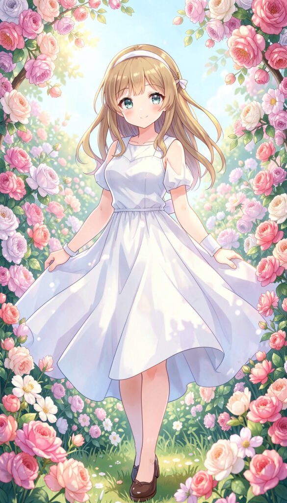 Chica en jardín floral - Fotos de perfil anime para