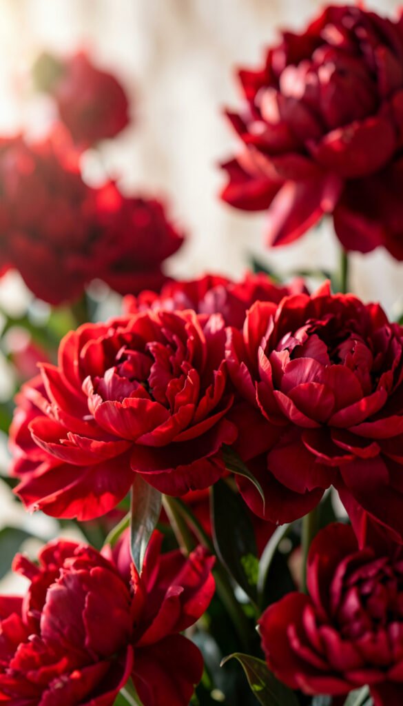 Peonías de lujo - flores naturales rojas elegantes