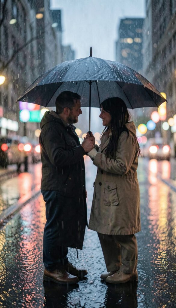 Pareja bajo la lluvia - Fondos románticos para WhatsApp de