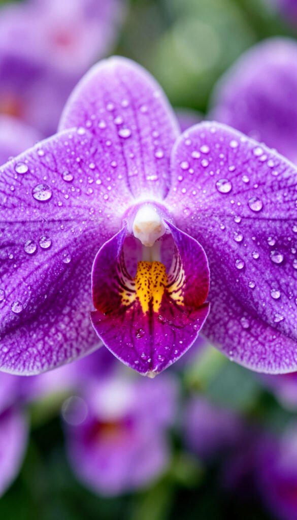 Orquídea púrpura elegante - Fotos de flores con gotas