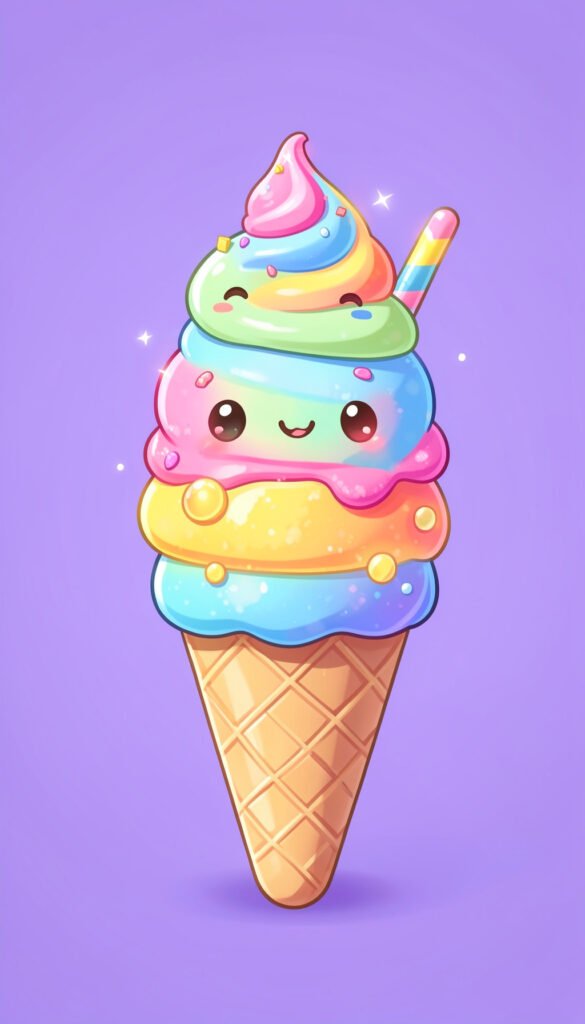 Helado Aesthetic Multicolor - Imágenes kawaii aesthetic bonitas para