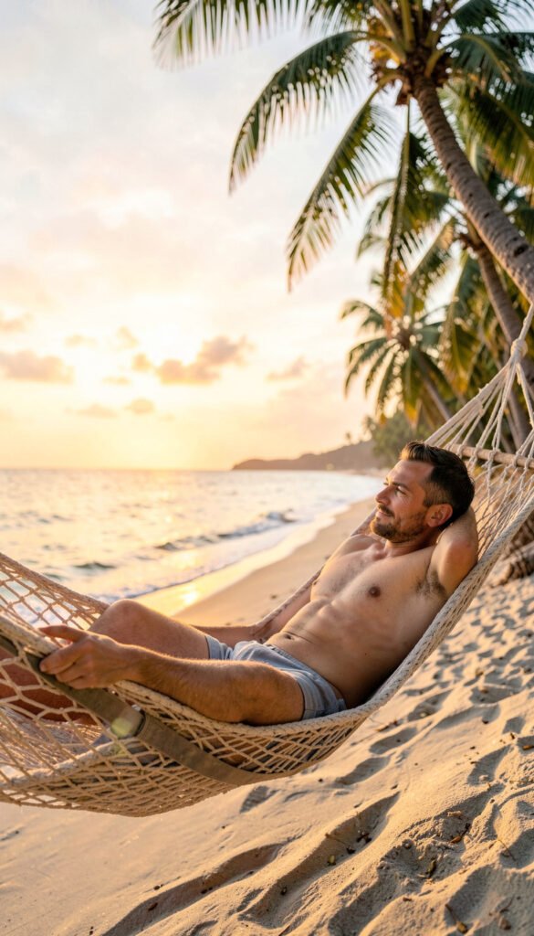 Relajación en la playa - imágenes creativas para hombres