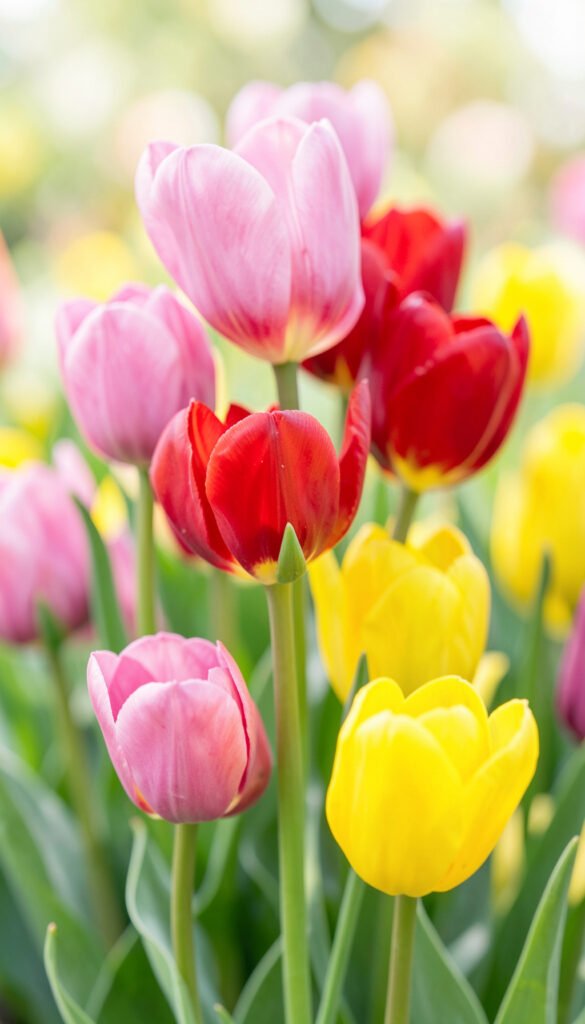 Tulipanes multicolor en primavera - Imágenes de flores para descargar