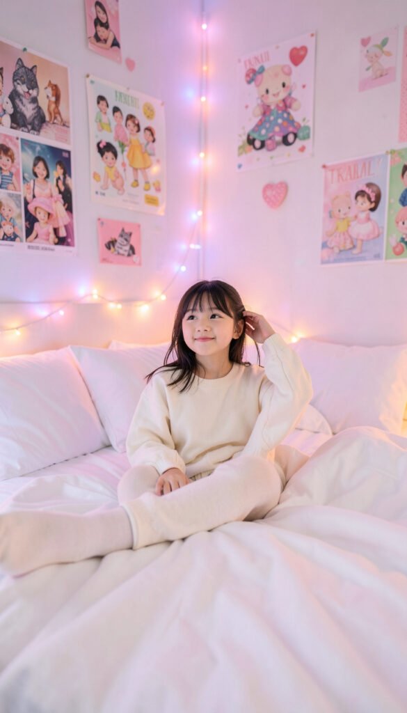 Chica linda en dormitorio aesthetic - Fotos kawaii chicas lindas y