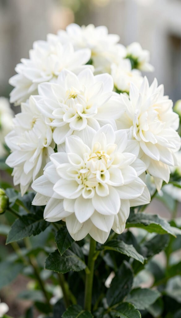 Dalias blancas frescas - flores blancas elegantes