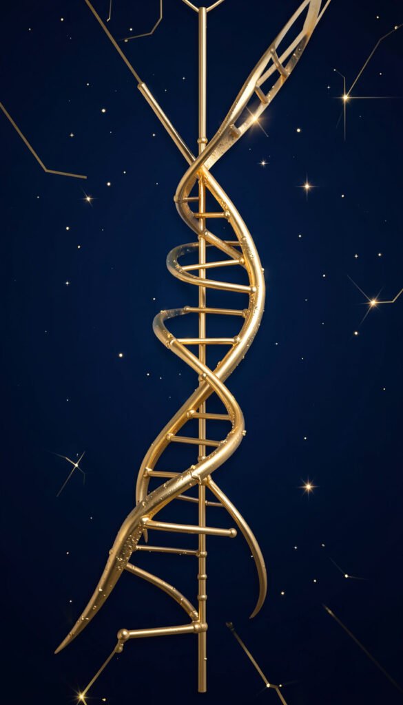 Portada con ADN Dorado - Carátulas de ciencias para colegio