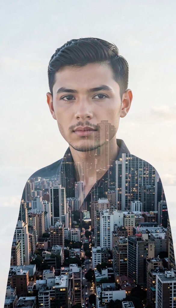 Retrato con efecto doble exposición - fotos de perfil originales Facebook