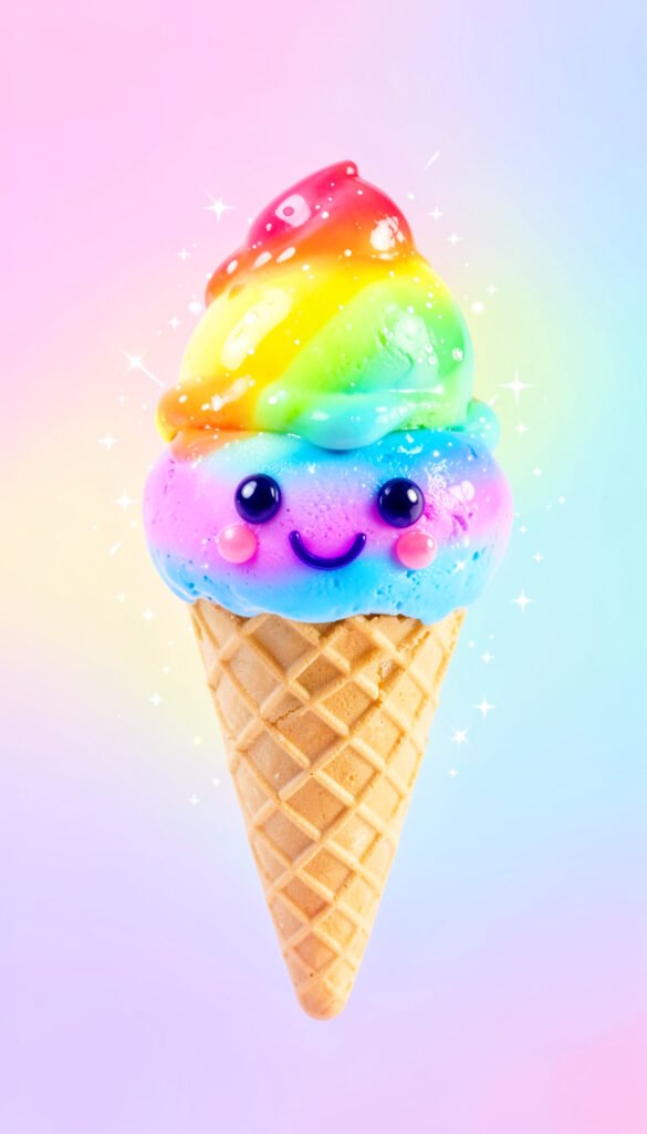 Helado arcoíris - Imágenes kawaii aesthetic para perfil