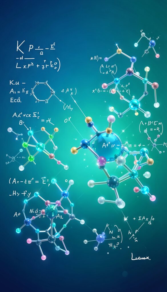 Átomos y ecuaciones - Portadas de física con fórmulas