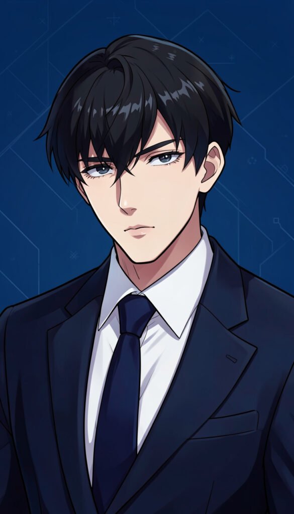 Chico anime con fondo azul marino - Imágenes anime para perfil elegantes