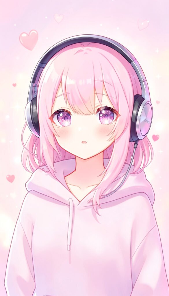 Chica anime con auriculares - Fotos de perfil kawaii aesthetic