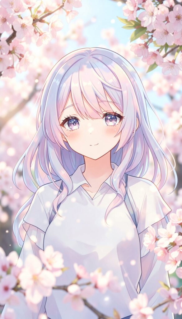 Chica anime entre flores - Fondos anime aesthetic modernos y