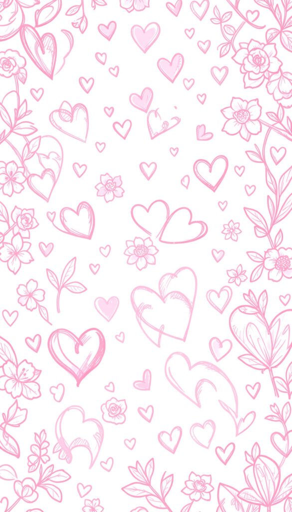 Estilo doodle romántico - Corazones rosas aesthetic para perfil